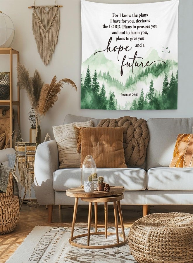 OXW Christian Tapestry Wall Hanging, Spiritual Decor, Christian Scripture Wall Art Decor, Bible Verses Wall Decor for Prayer Room Church Bedroom, Jeremiah 29 11 For I Know The Plans I Have For You, 50×60 inches - Image 5